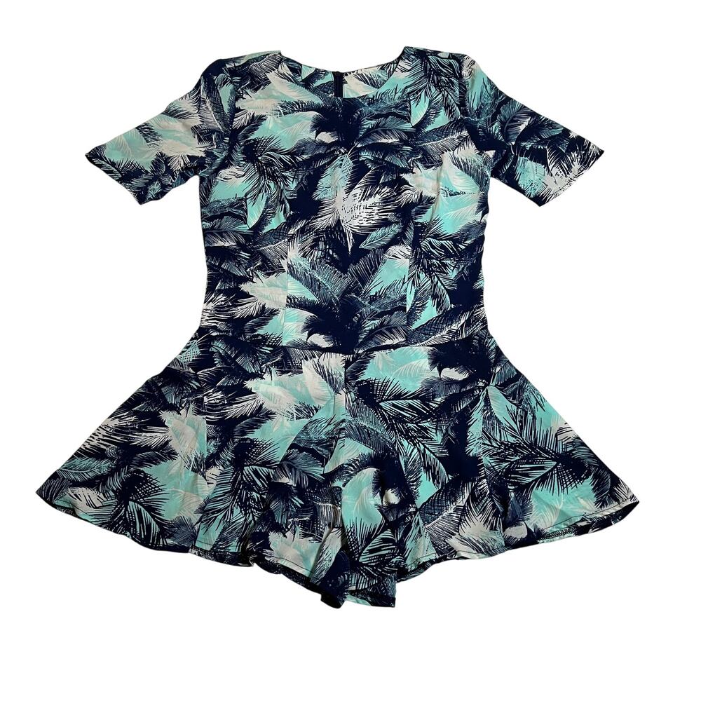 Women's Crewneck Tropical Print Playsuit Romper Size Small Vacation Resort